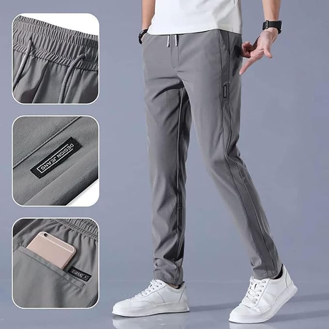 (Buy 1 Get 1 Free) Premium Men's High Stretch Skinny Lycra Pants (Black + Grey)