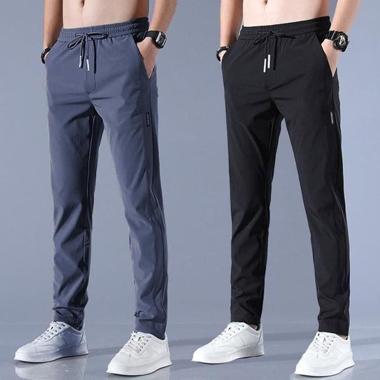 (Buy 1 Get 1 Free) Premium Men's High Stretch Skinny Lycra Pants (Black + Grey)