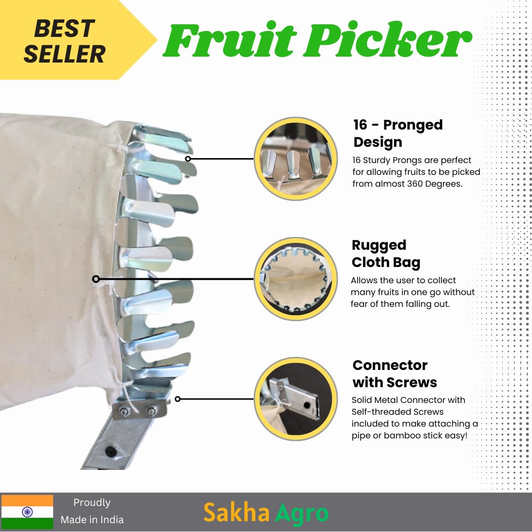 PickPack® – Premium Fruit Picker Basket Tool with Storage Bag