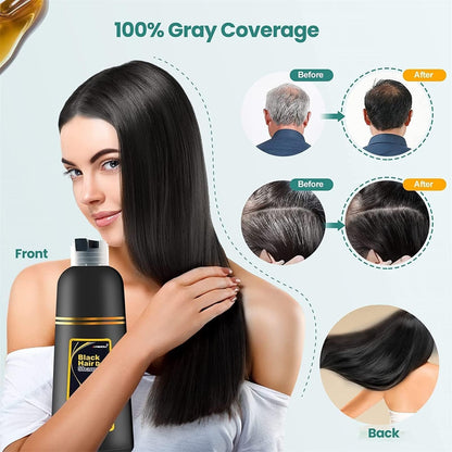 (BUY 1 GET 1 FREE) EverBlack® - 3 in 1 Natural Black Hair Dye Shampoo