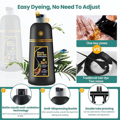 (BUY 1 GET 1 FREE) EverBlack® - 3 in 1 Natural Black Hair Dye Shampoo